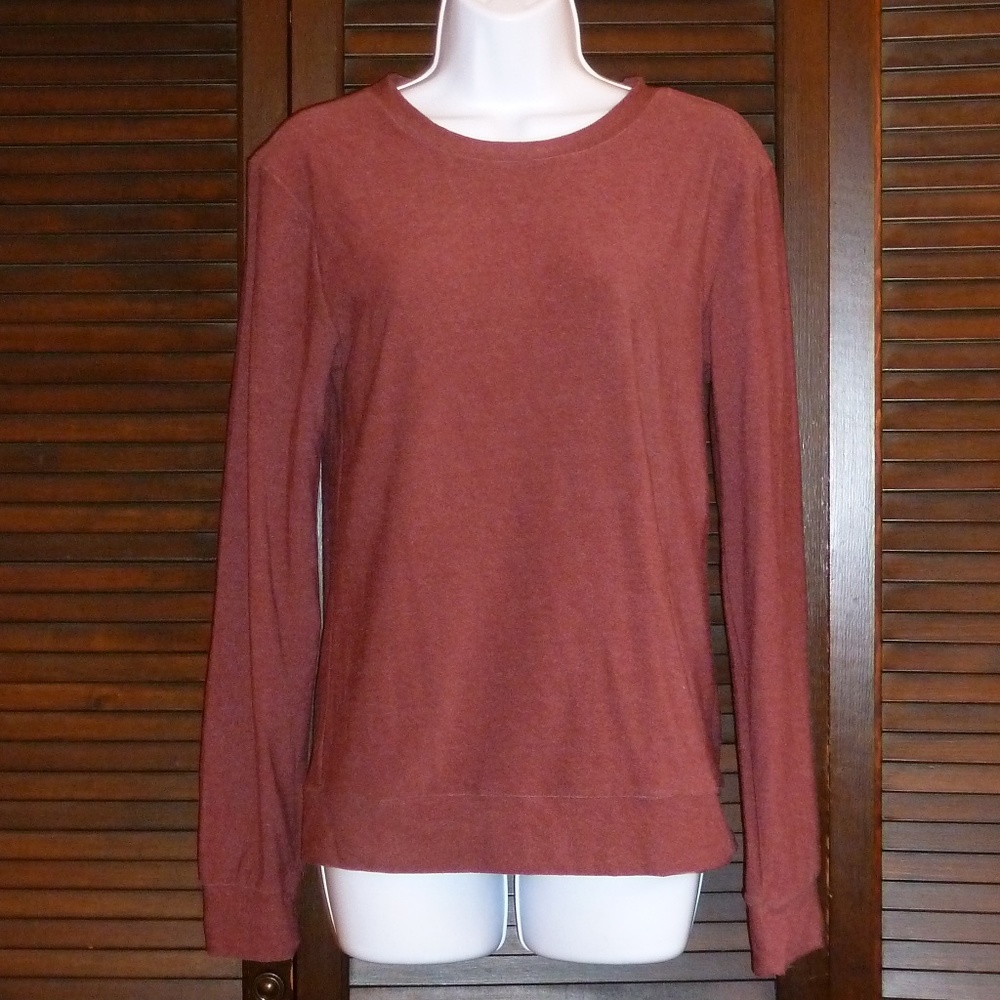 Burgundy brown cut-out back sweatshirt, M, Nwt